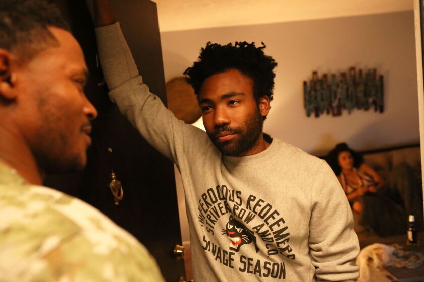 ATLANTA -- "The Jacket" -- Episode 10 (Airs Tuesday, November 1, 10:00 pm e/p) Pictured: (l-r) Harold House Moore as Swiff, Donald Glover as Earnest Marks. CR: Quantrell Colbert/FX
