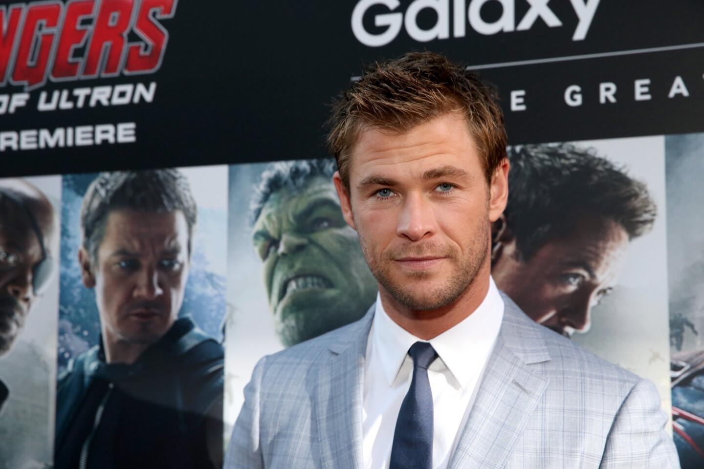 Actor Chris Hemsworth arrives at the Los Angeles premiere of "Avengers: Age Of Ultron" at the Dolby Theatre in Hollywood.
