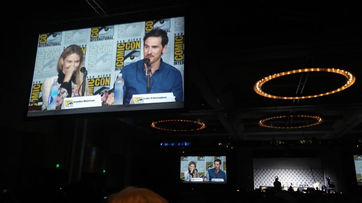 "Once Upon a Time" duo Jennifer Morrison and Colin O'Donoghue appear on the Comic-Con panel.