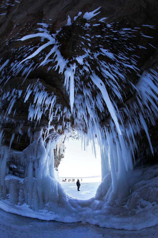Icicles form in cave