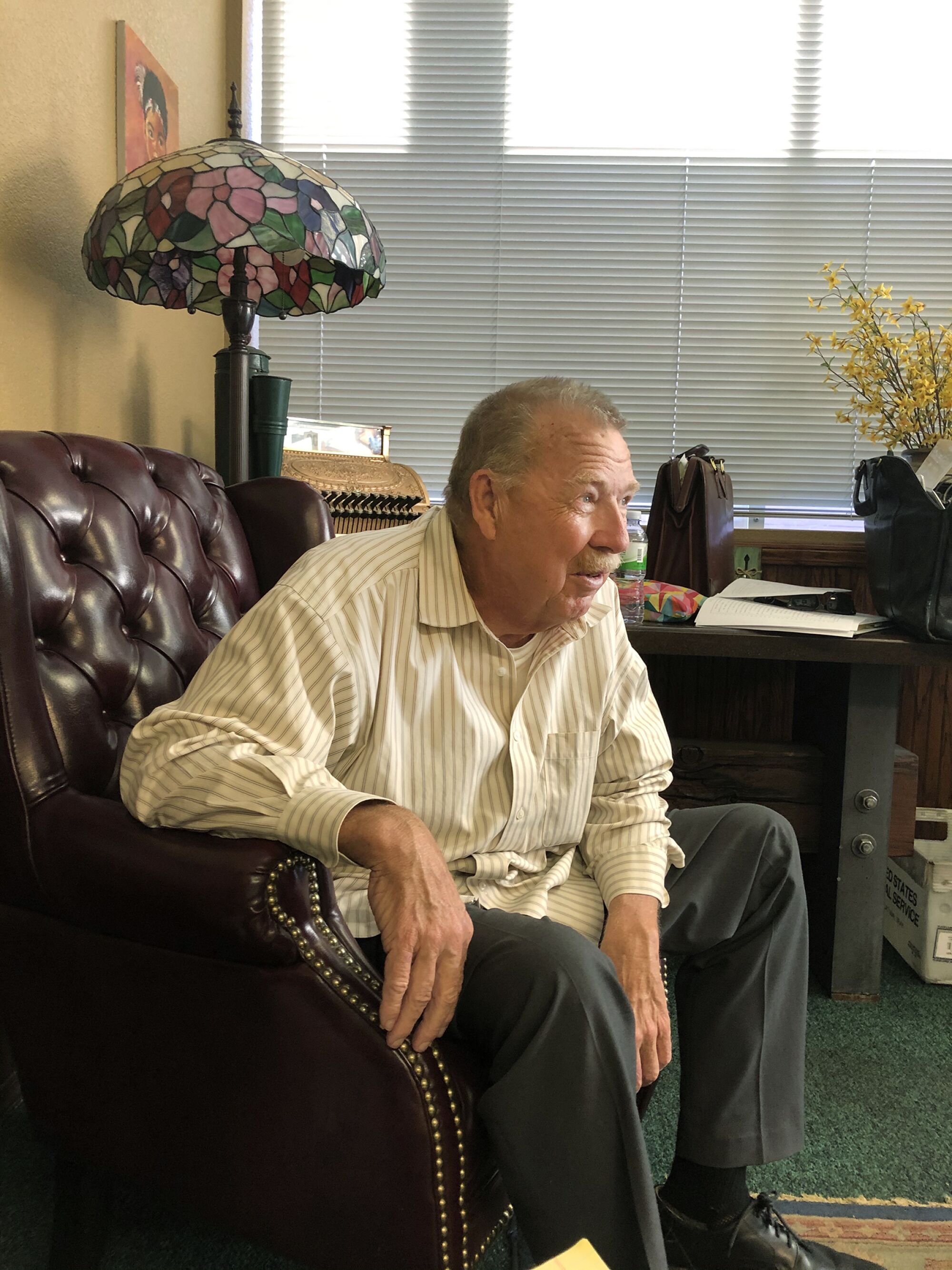 Frank Carson in the lobby of his Modesto office in June 2020.