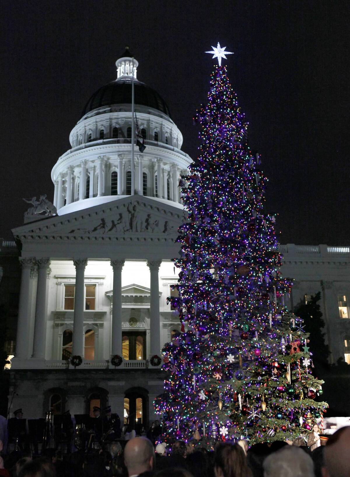 In Sacramento, the state Capitol Christmas tree from 10,000 ultra-low watt LED lights.