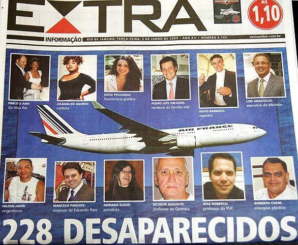 The disappearance of the Air France jet that left Rio de Janeiro for Paris makes front-page news in Brazil. Military pilots have spotted an airplane seat, a life jacket, metallic debris and signs of fuel in the Atlantic.