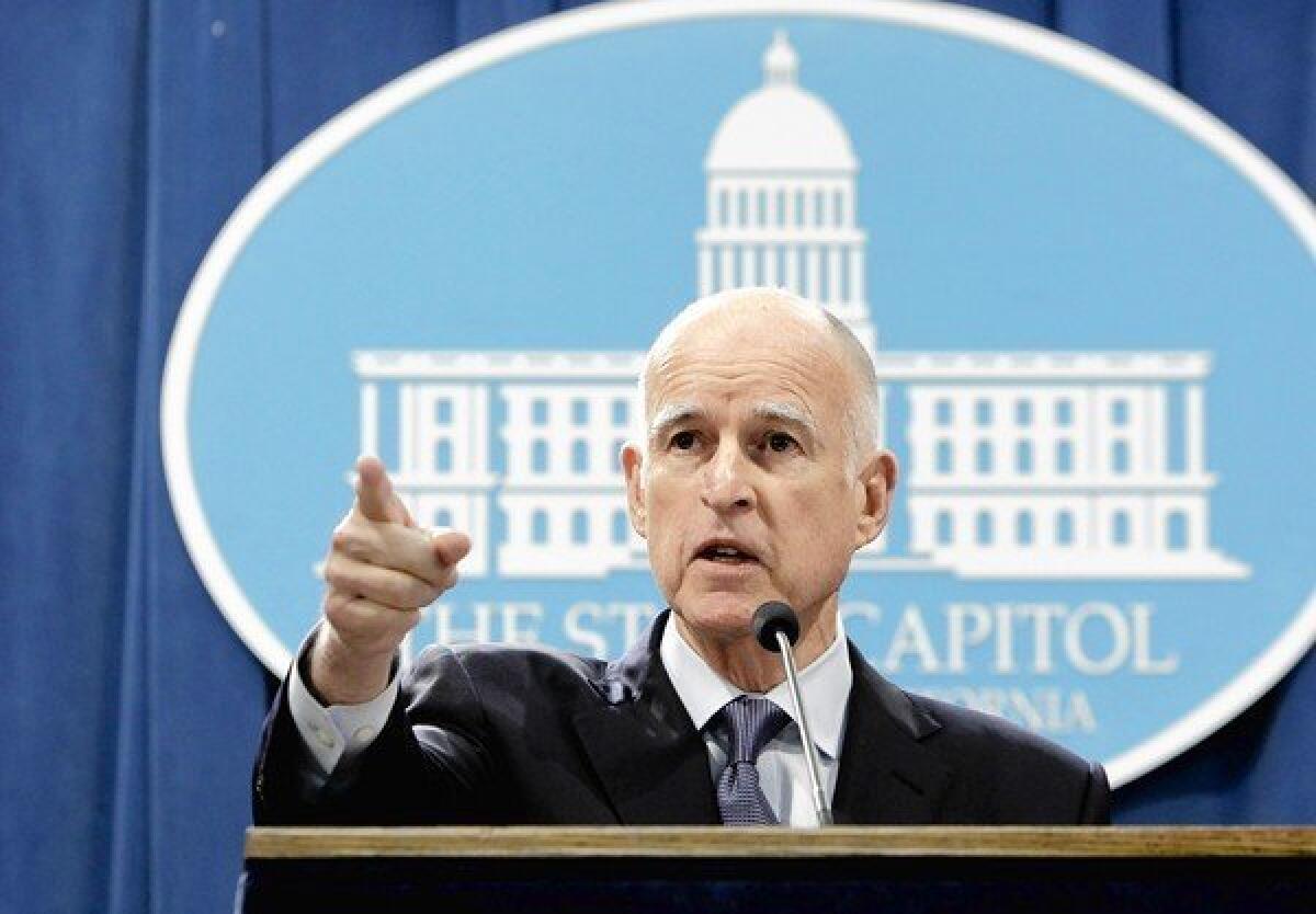 Gov. Jerry Brown, pictured here last November, vetoed several gun bills that were opposed by the National Rifle Assn.