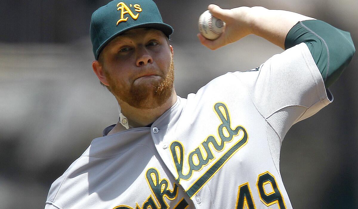 Brett Anderson, a former A's and Rockies pitcher, could be the third left-hander in the Dodgers' starting rotation next season.