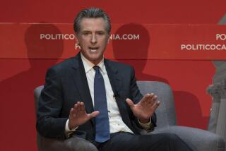California Governor Gavin Newsom said the state will intervene in an ongoing federal court case that has barred San Francisco from cleaning up most melees encampments during an interview with Politico in Sacramento, Calif., Tuesday, Sept.12, 2023.(AP Photo/Rich Pedroncelli)