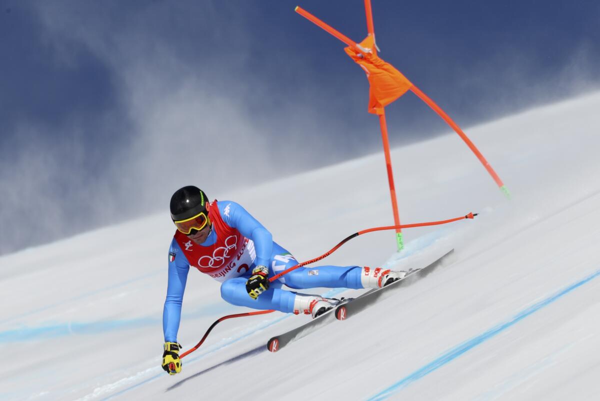 Christof Innerhofer skis at the 2022 Olympics.