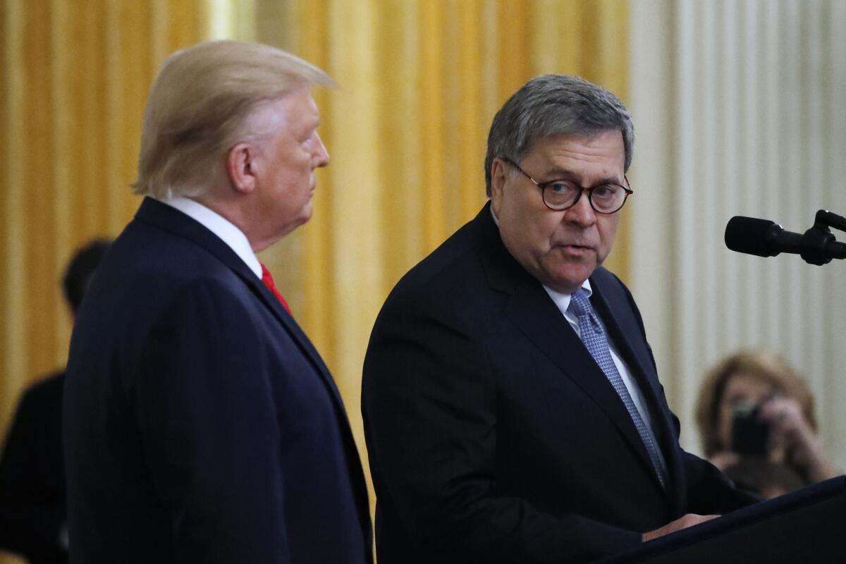 William Barr and Donald Trump