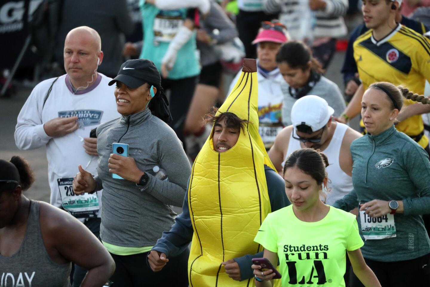 It's not a marathon without costumed runners at the 2020 L.A. Marathon at Dodger Stadium.