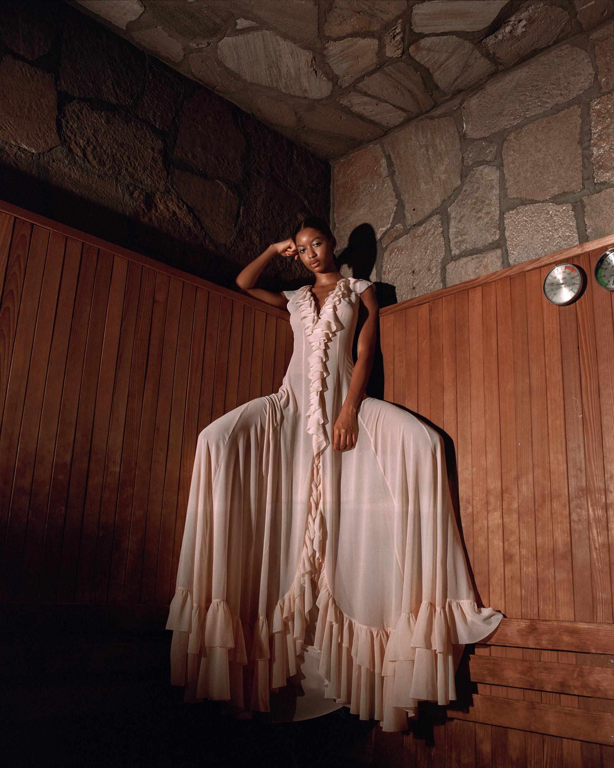 Madelane wears SARAWONG dress.