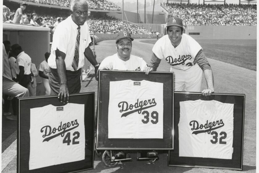On June 4, 1972, the Los Angeles Dodgers retired the numbers of Roy Campanella (39), Sandy Koufax (32) and Jackie Robinson (42) in a pre-game ceremony at Dodger Stadium.