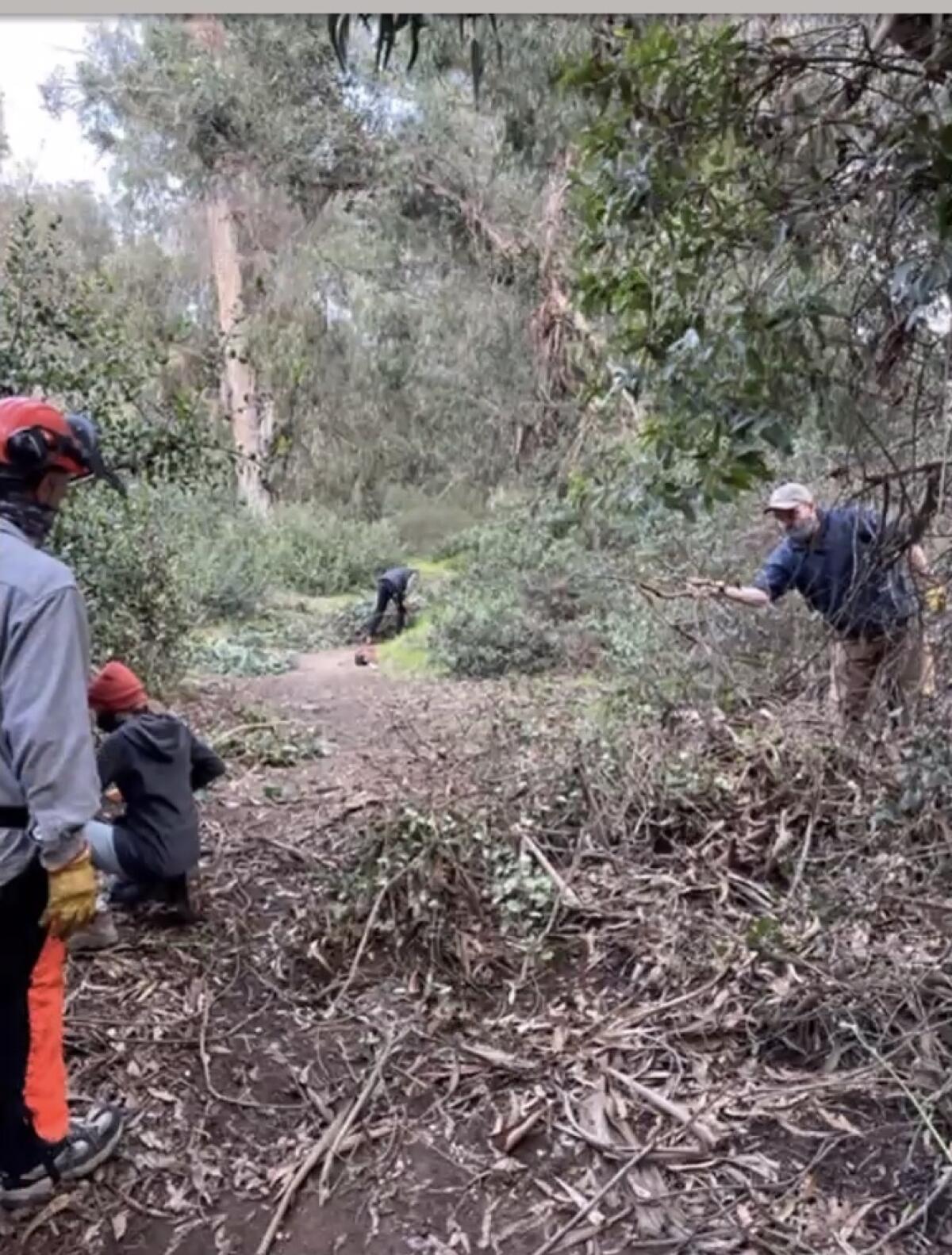 Crews work in December to clean up Pottery Canyon in La Jolla.