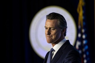 Gov. Gavin Newsom speaks after being sworn in as the 40th governor of California in front of the Capitol in Sacramento.