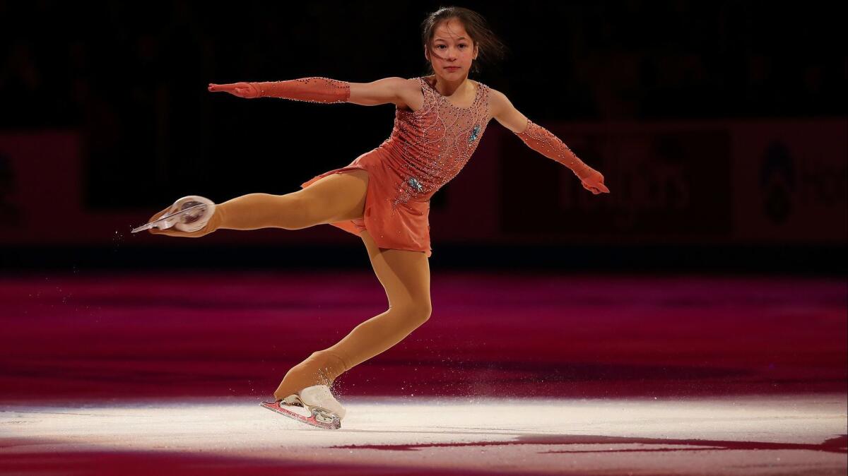 Alysa Liu performs in the skating spectacular after the U.S. Figure Skating Championships last month at Little Caesars Arena in Detroit.