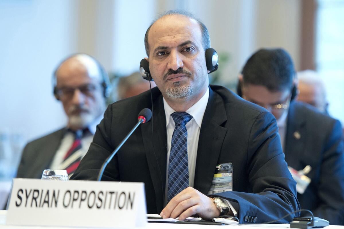 Syrian opposition representative Ahmad Jabra attends the start of peace talks in Montreux, Switzerland.