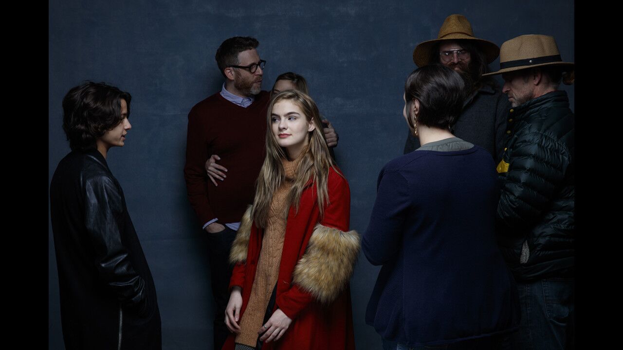 Actress Brighton Sharbino mingles with the rest of the cast of the film "Bitch."