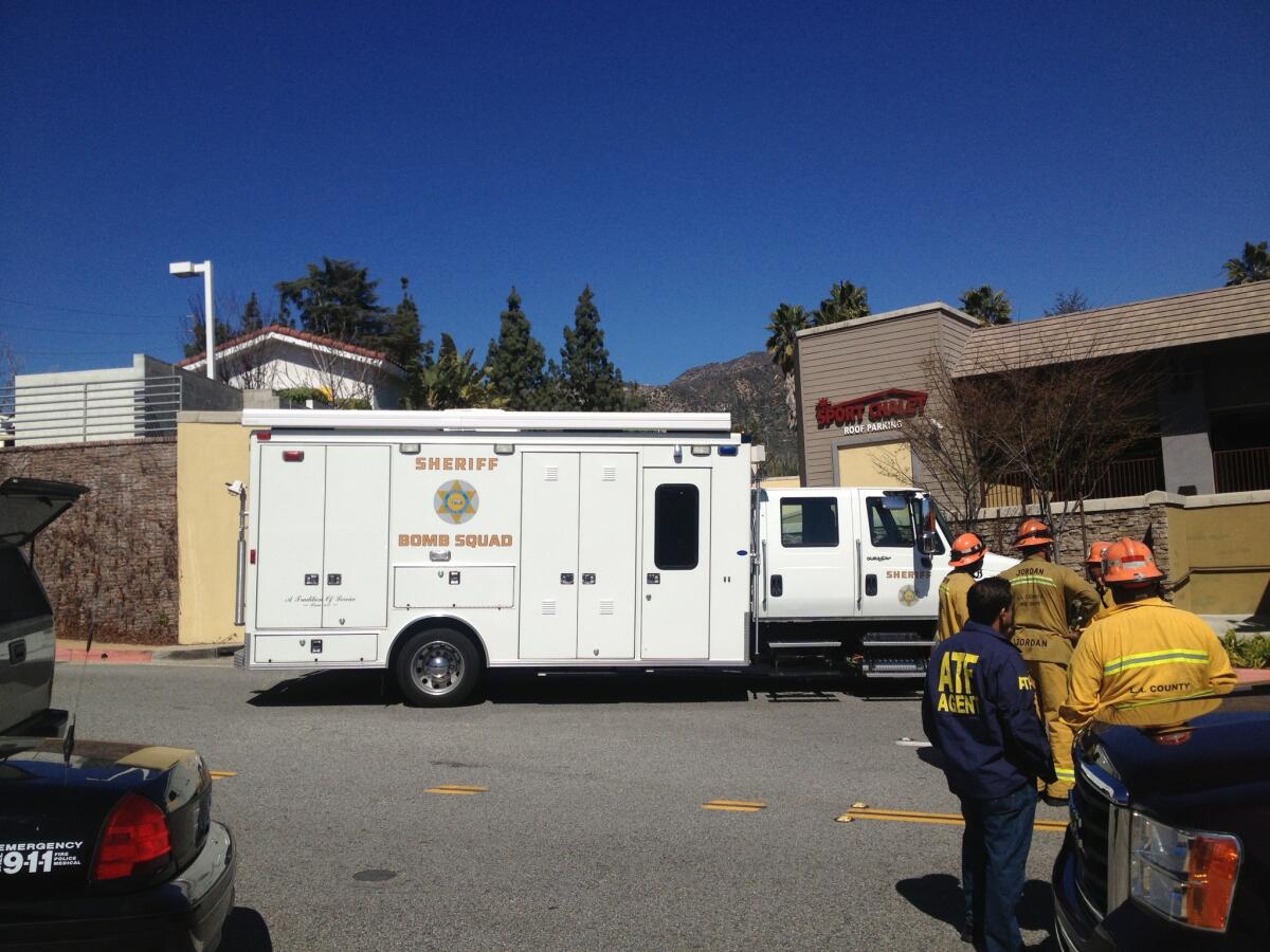 The L.A. County Sheriff's bomb squad was one of several agencies that responded to the explosion at the Sport Chalet.