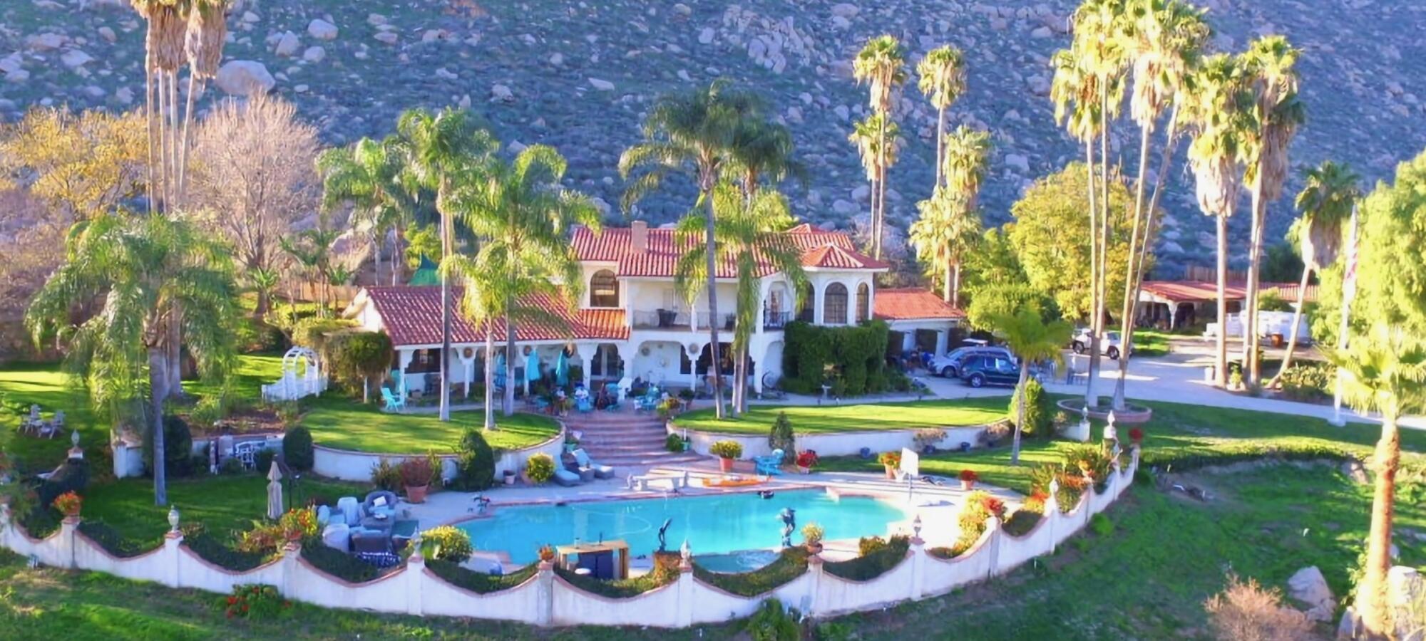 Noland's Hemet home includes a swimming pool, yard and room for her exotic animals.