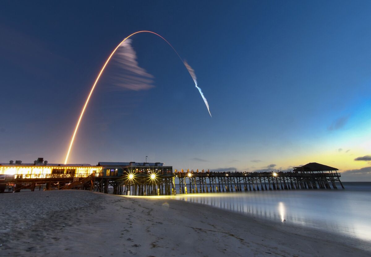 Boeing's Starliner capsule lifts off from Cape Canaveral in this four-minute time exposure.