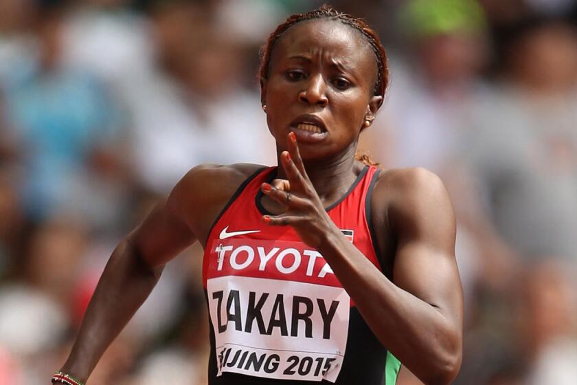 Kenya's Joyce Zakary competes Monday in the world championships in Beijing.