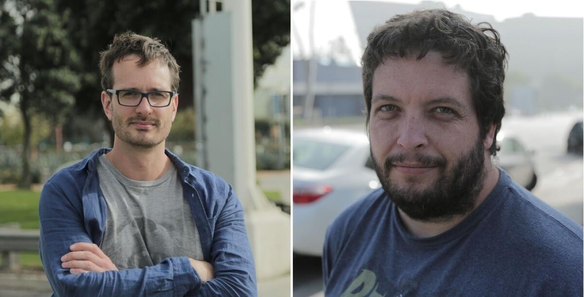 David Farrier, left, and Dylan Reeve are co-directors of "Tickled." (Magnolia Pictures)