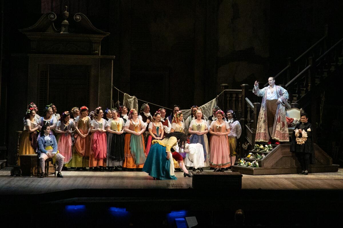 Actors on stage performing an opera