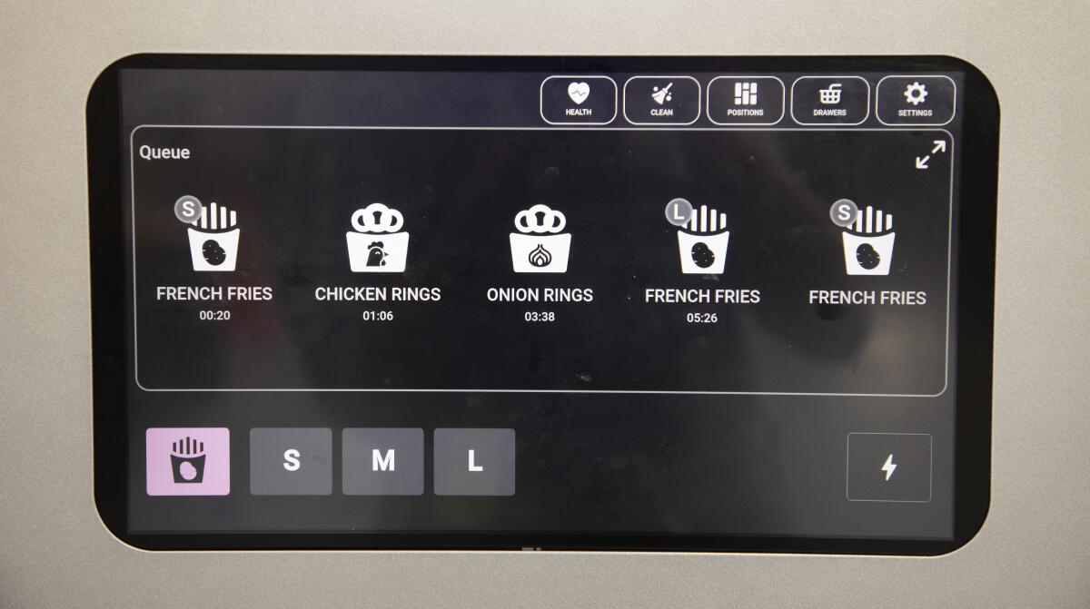 A touch screen on the Flippy frying station.