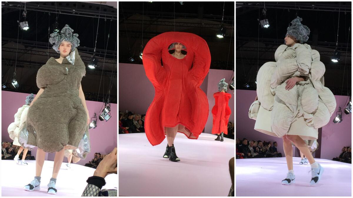 More looks from the fall/winter 2017 Comme Des Garçons "The Future of Silhouette" runway collection.