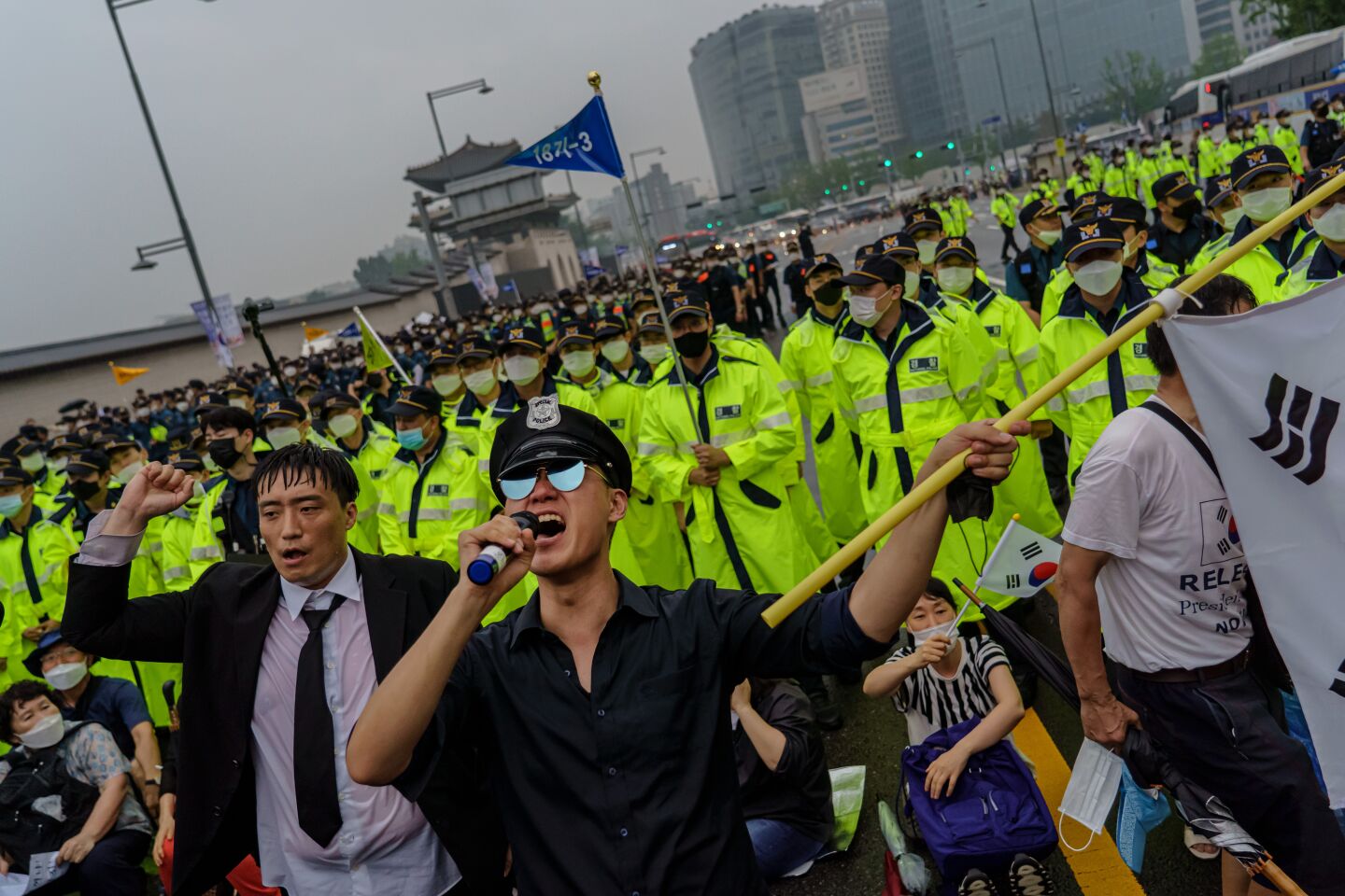 Protesters call for the impeachment of South Korea's president.