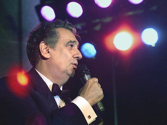 Placido Domingo addressed the attendees of the Los Angeles Opera's Gala Opening Night Benefit at the Dorothy Chandler Pavilion in 2001.