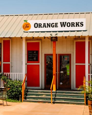 Exterior of the Orange Works Cafe.