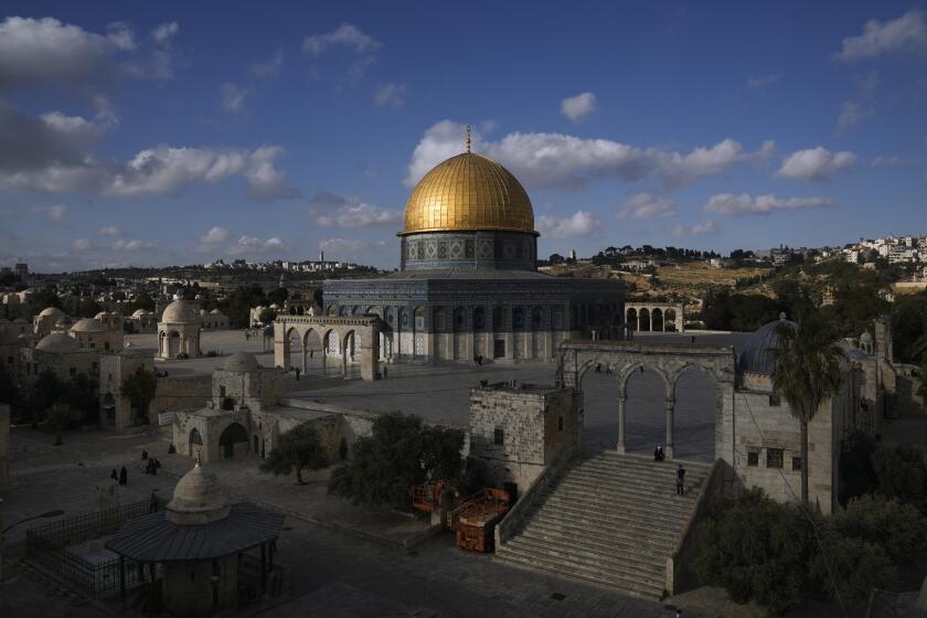 FILE - A view of the Dome of the Rock shrine at the Al Aqsa Mosque compound in Jerusalem's Old City Tuesday, June 21, 2022. When Israel struck an agreement to establish diplomatic ties with the United Arab Emirates in 2020, but two years after an expected windfall of Gulf Arab tourists to Israel has been little more than a trickle. (AP Photo/Mahmoud Illean, File)