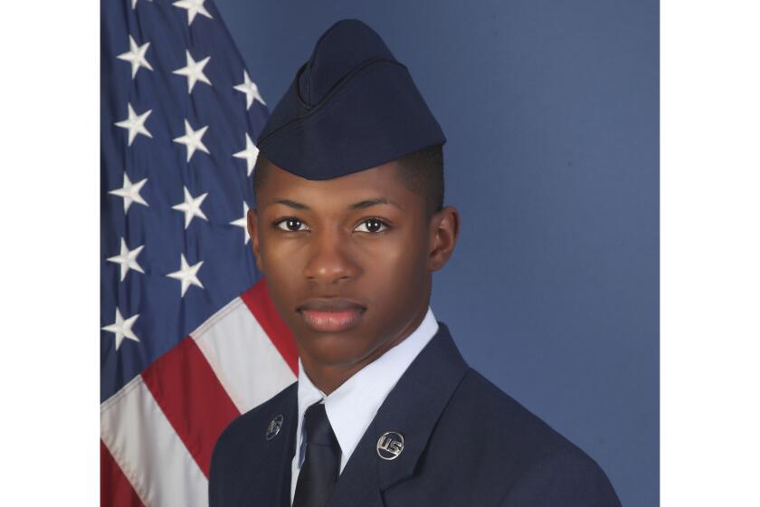 FILE - This photo provided by the U.S. Air Force, shows Senior Airman Roger Fortson in a Dec. 24, 2019, photo. A Florida deputy's fatal shooting of a U.S. service member has jarred the former top enlisted officer of the Air Force. In 2020, Chief Master Sgt. Kaleth O. Wright warned that his greatest fear was waking up to news that police had killed a Black airman. (U.S. Air Force via AP, File)