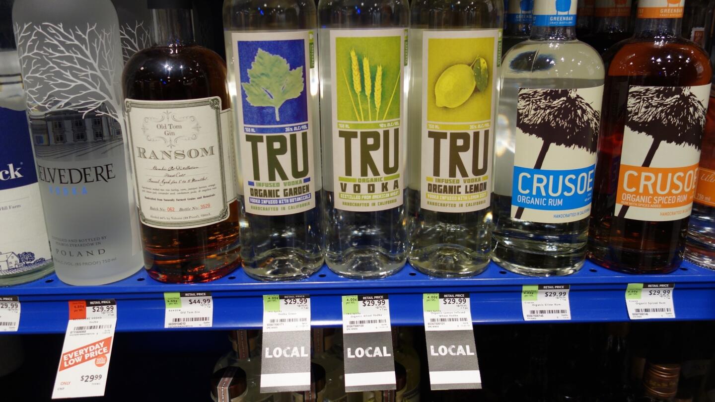 Local vodkas at the new Whole Foods market in L.A.