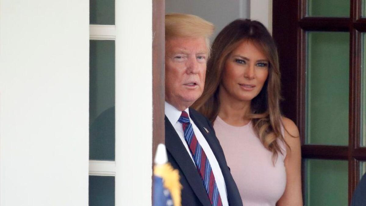 President Trump and First Lady Melania Trump at the White House on Monday.