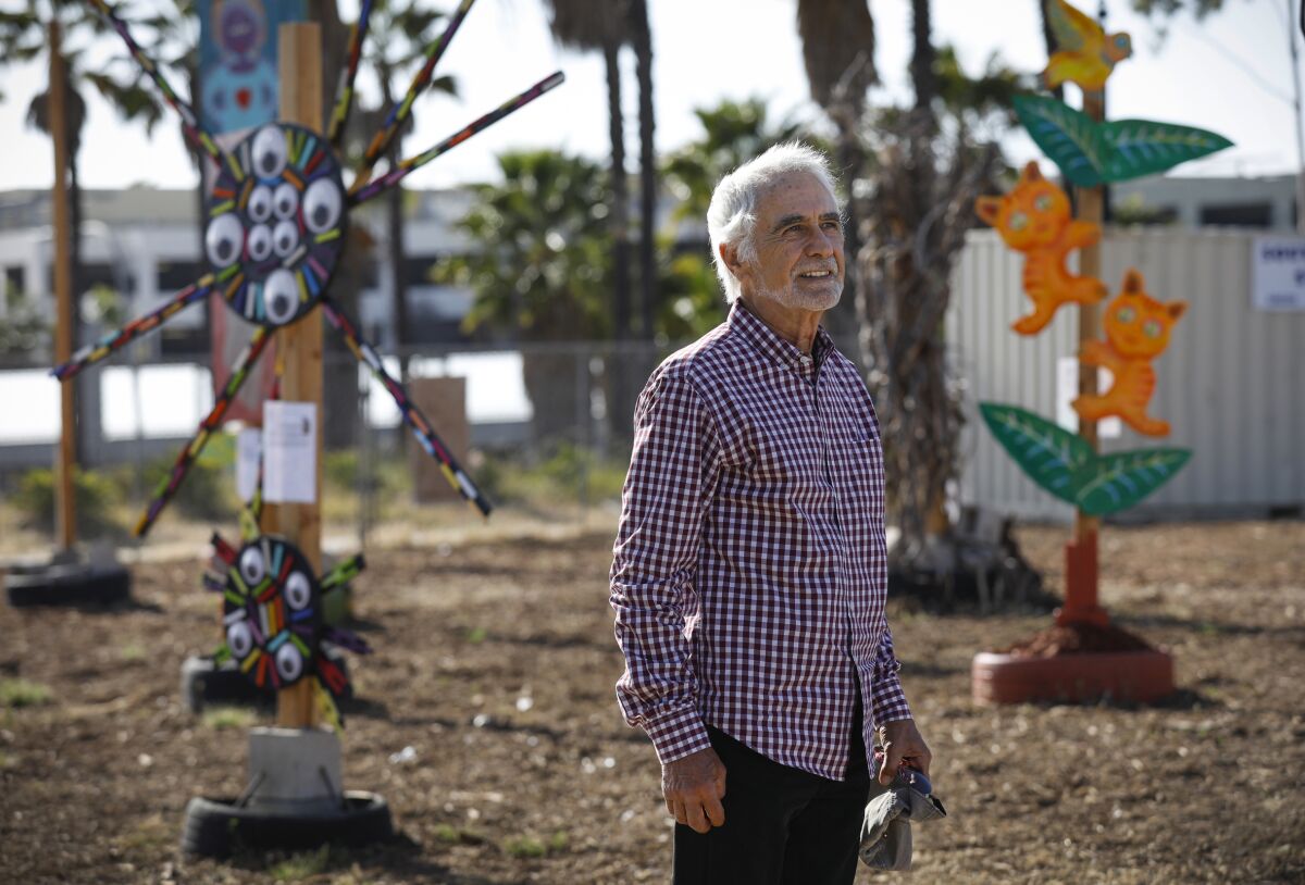 Jim Bliesner invited local artists to create sculptures on an empty lot in City Heights.
