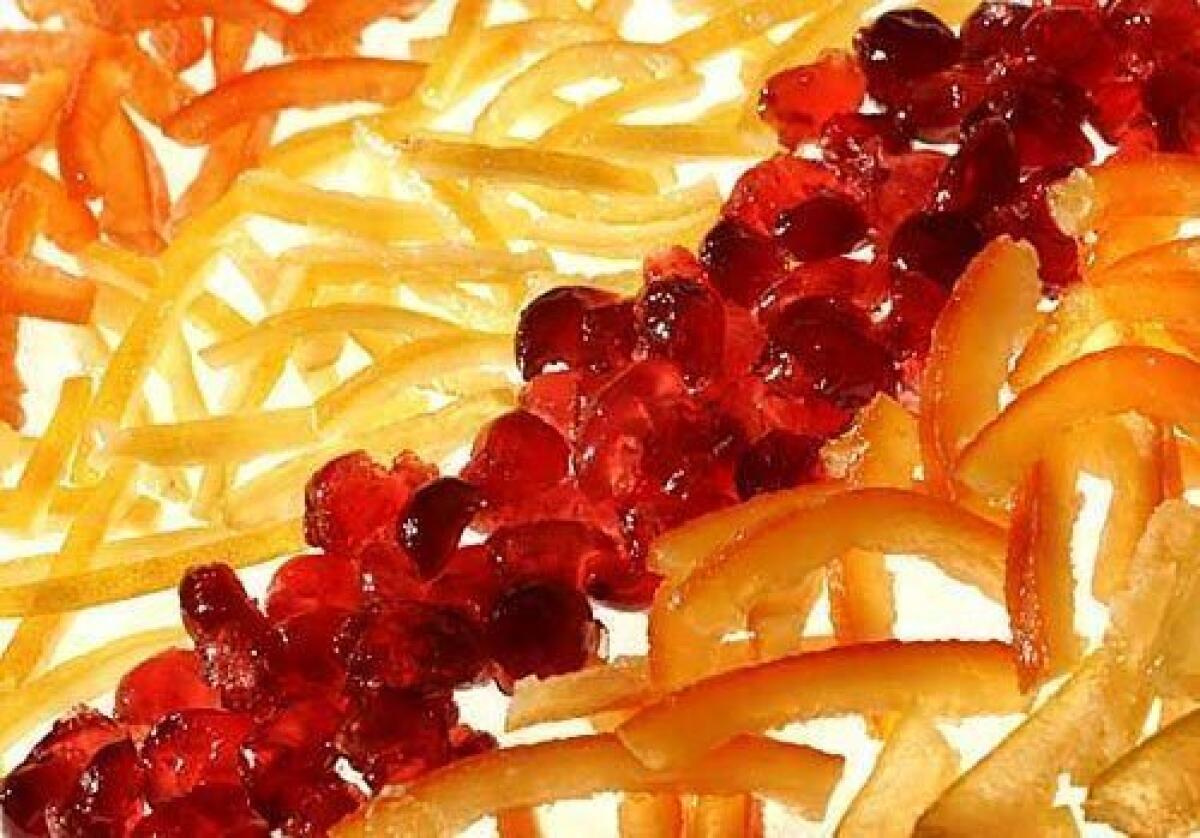 Candied peels and glace fruit.