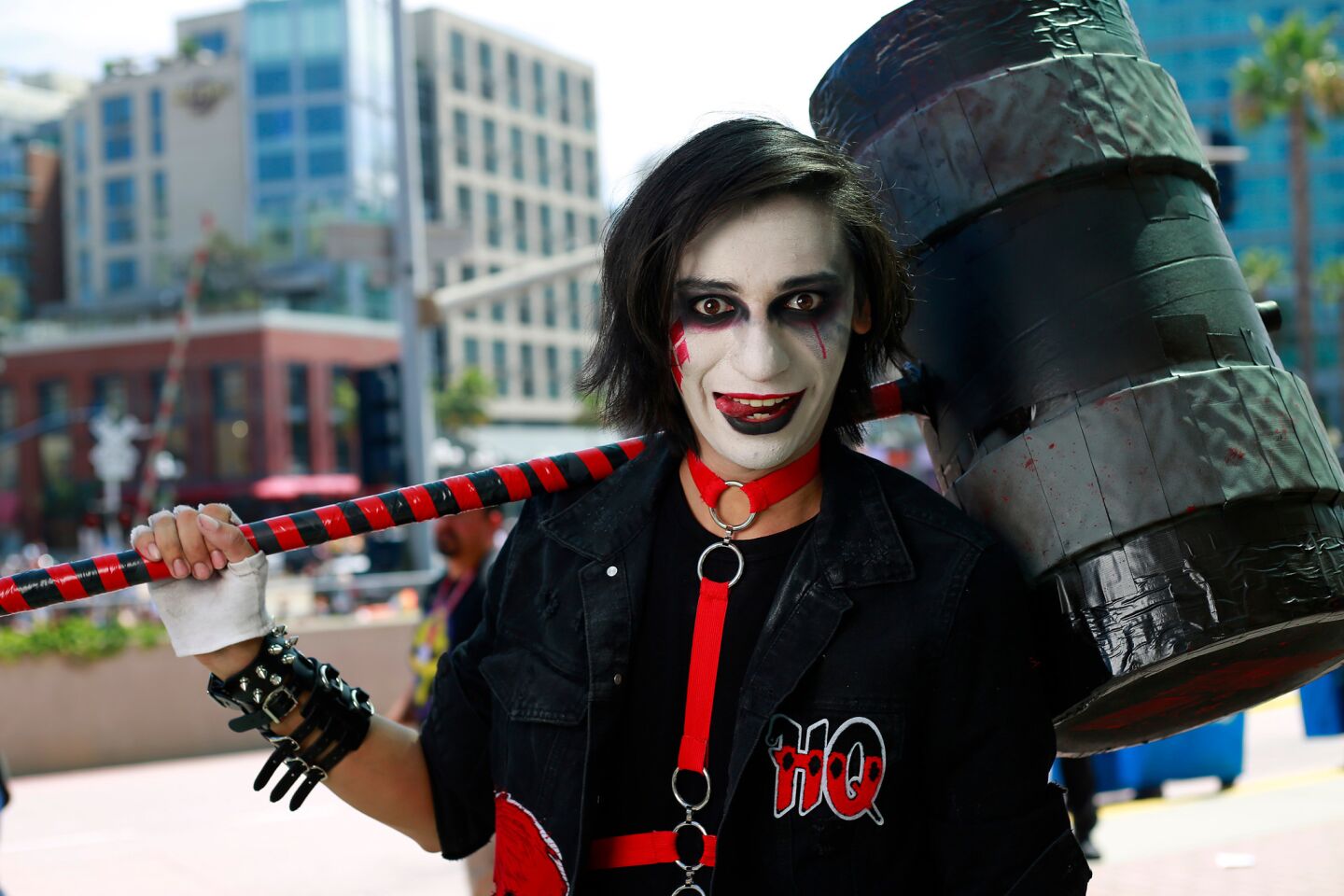 Francisco Bramblia of San Diego dressed as Harley Quinn at Comic-Con in San Diego on July 20.