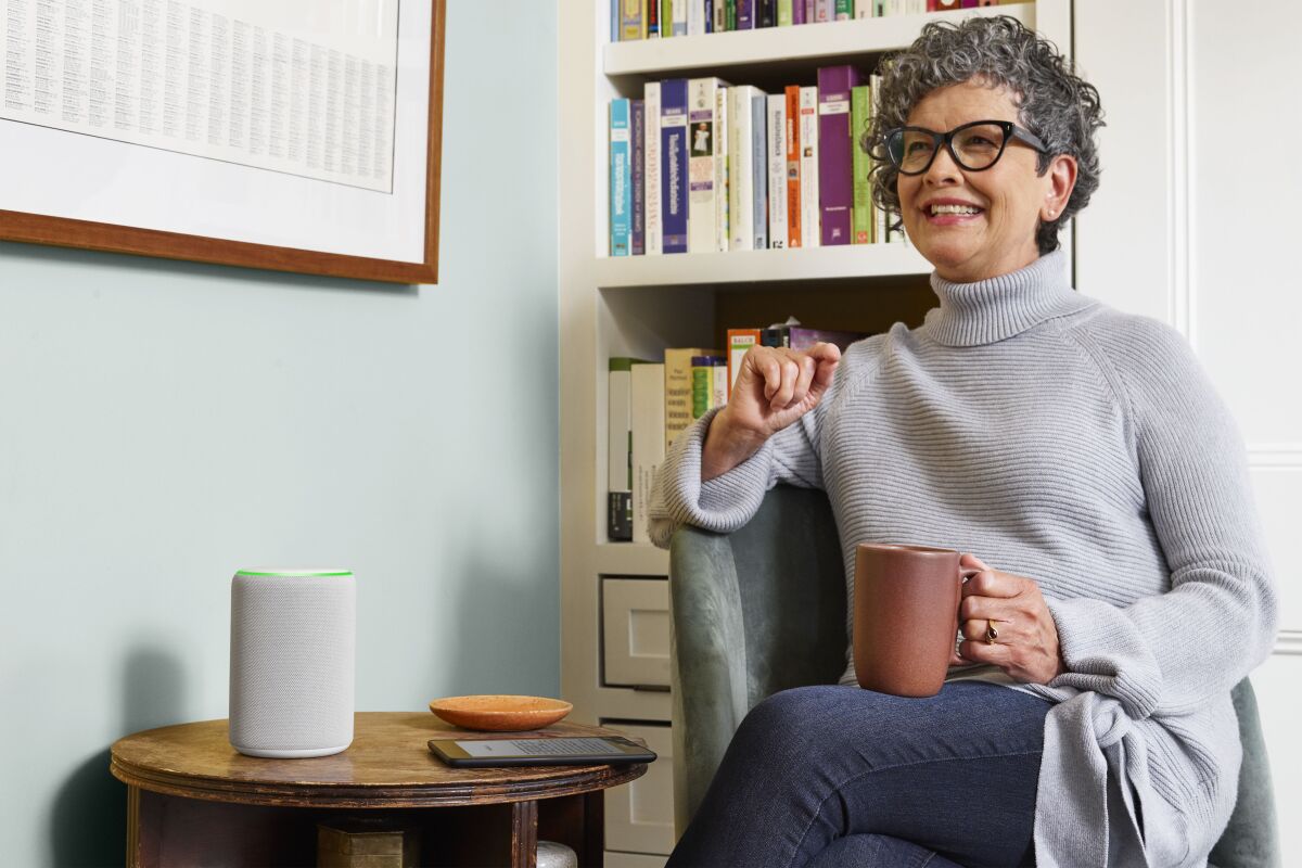 Voice technology like the Amazon Echo, pictured here, allows seniors to safely interact with their physical environment while keeping connected with friends and family.