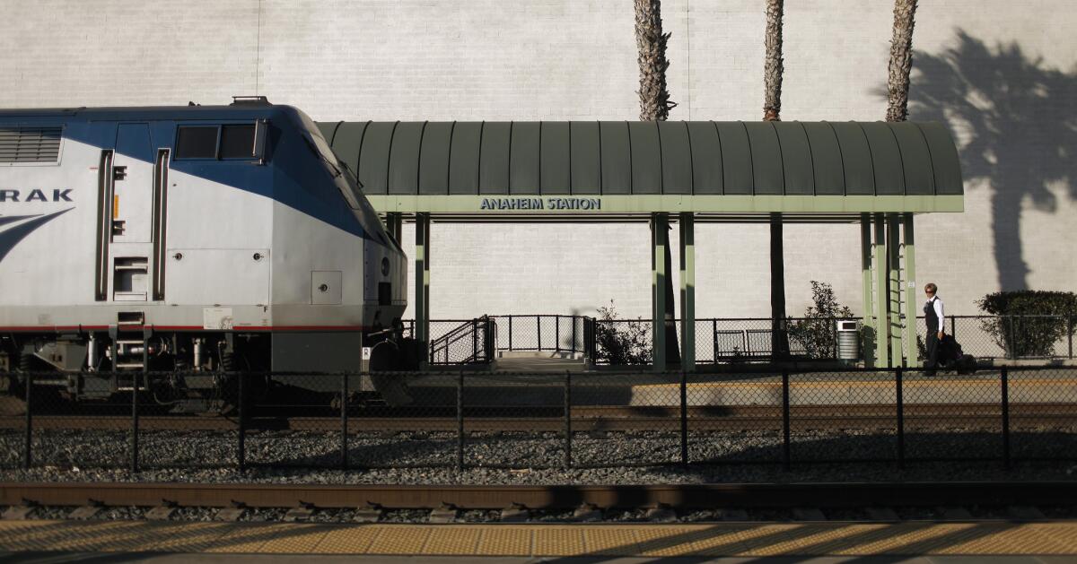 The Metrolink/Amtrak train station in Anaheim.