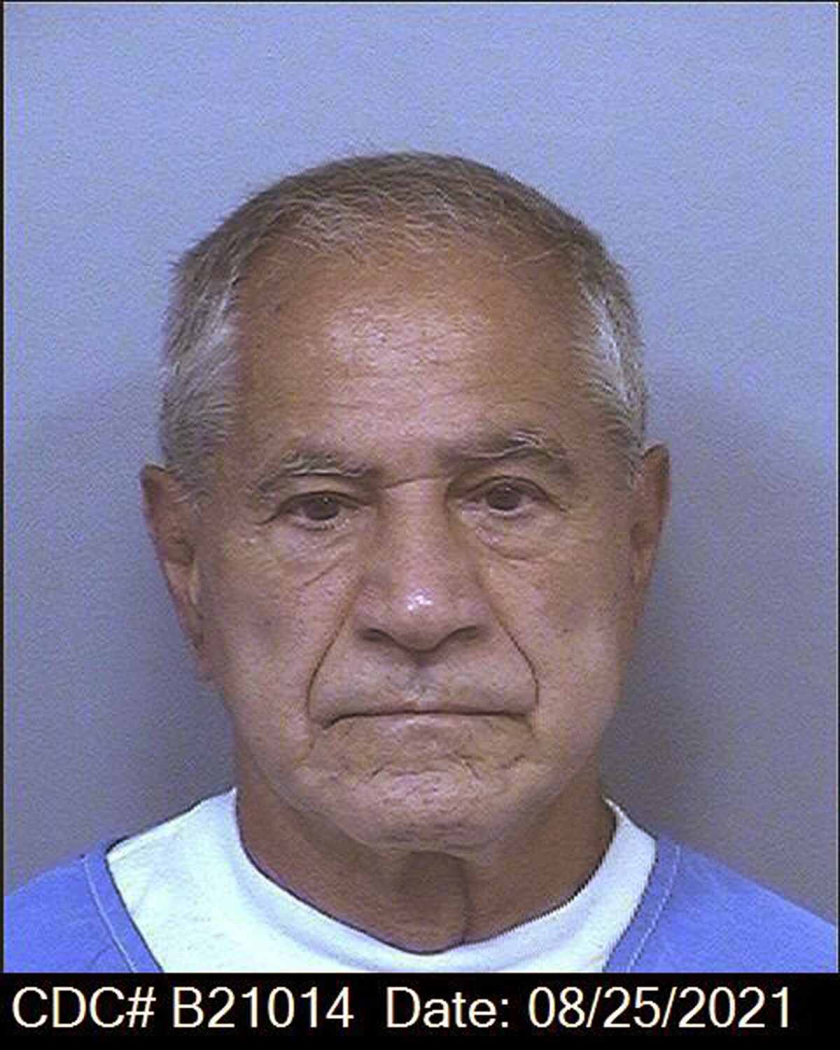 This image dated Aug. 25, 2021, and provided by the California Department of Corrections and Rehabilitation shows Sirhan Sirhan. The Los Angeles District Attorney's office is not opposing the release of Sirhan Sirhan, who is now 77 and faces his 16th parole hearing on Friday, Aug. 27, 2021, for fatally shooting Robert F. Kennedy in 1968. His defense attorney says he should be let go because of his age and his not a danger to society. (California Department of Corrections and Rehabilitation via AP)