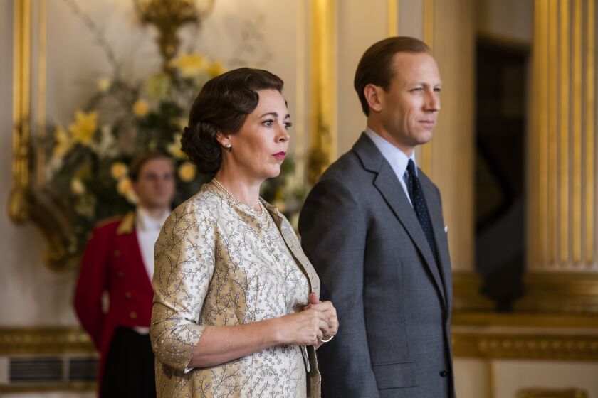 Olivia Colman as Queen Elizabeth II and Tobias Menzies as Prince Philip, Duke of Edinburgh in Season 3 of Netflix's "The Crown."