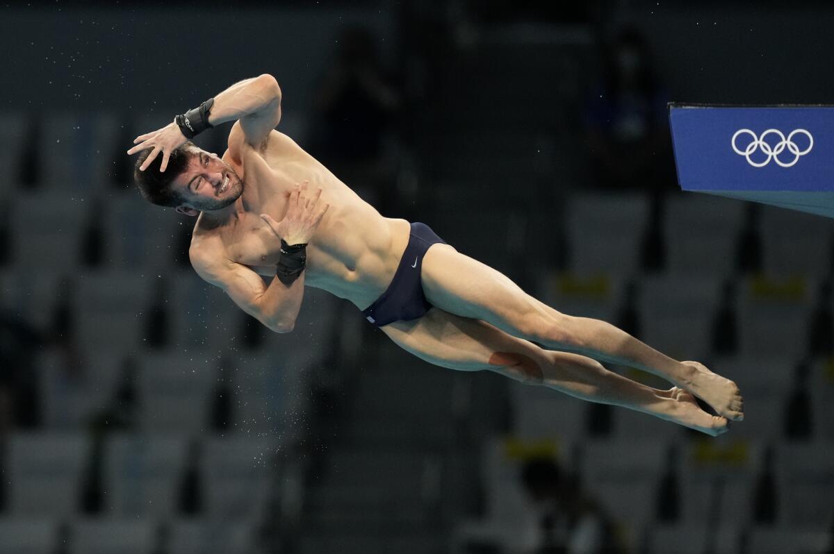 U.S. diver Brandon Loschiavo competes in the men's 10-meter platform semifinal.