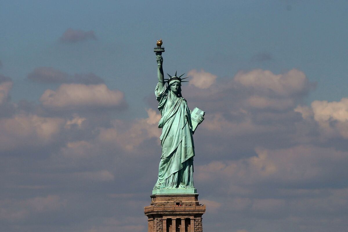 The Statue of Liberty is seen from the Staten Island Ferry.