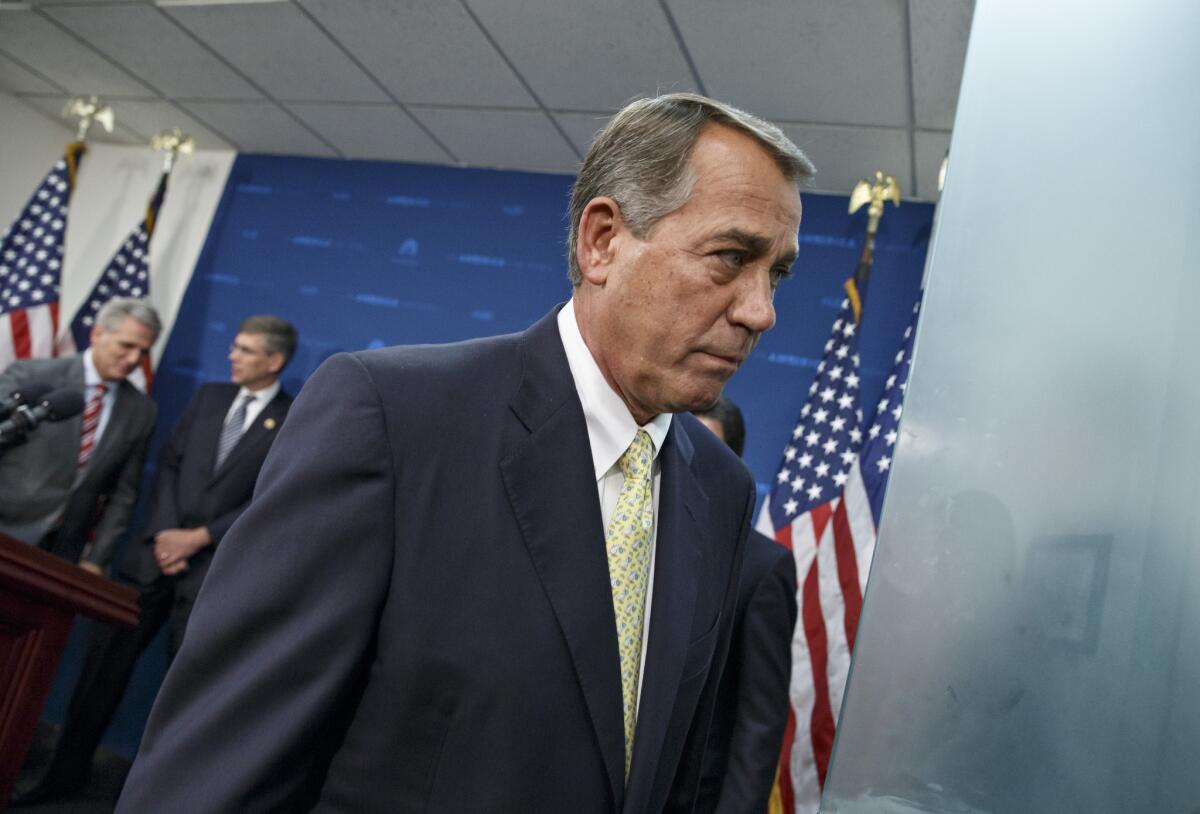 House Speaker John A. Boehner after a Capitol news conference.