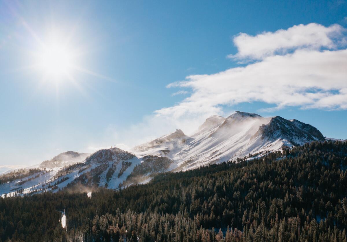 View of Mammoth Mountain from Lookout Point Road in Mammoth Lakes 