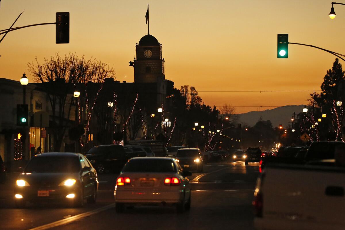 Main Street in Santa Paula, which is located in the rich agricultural Santa Clara River Valley of Ventura County.