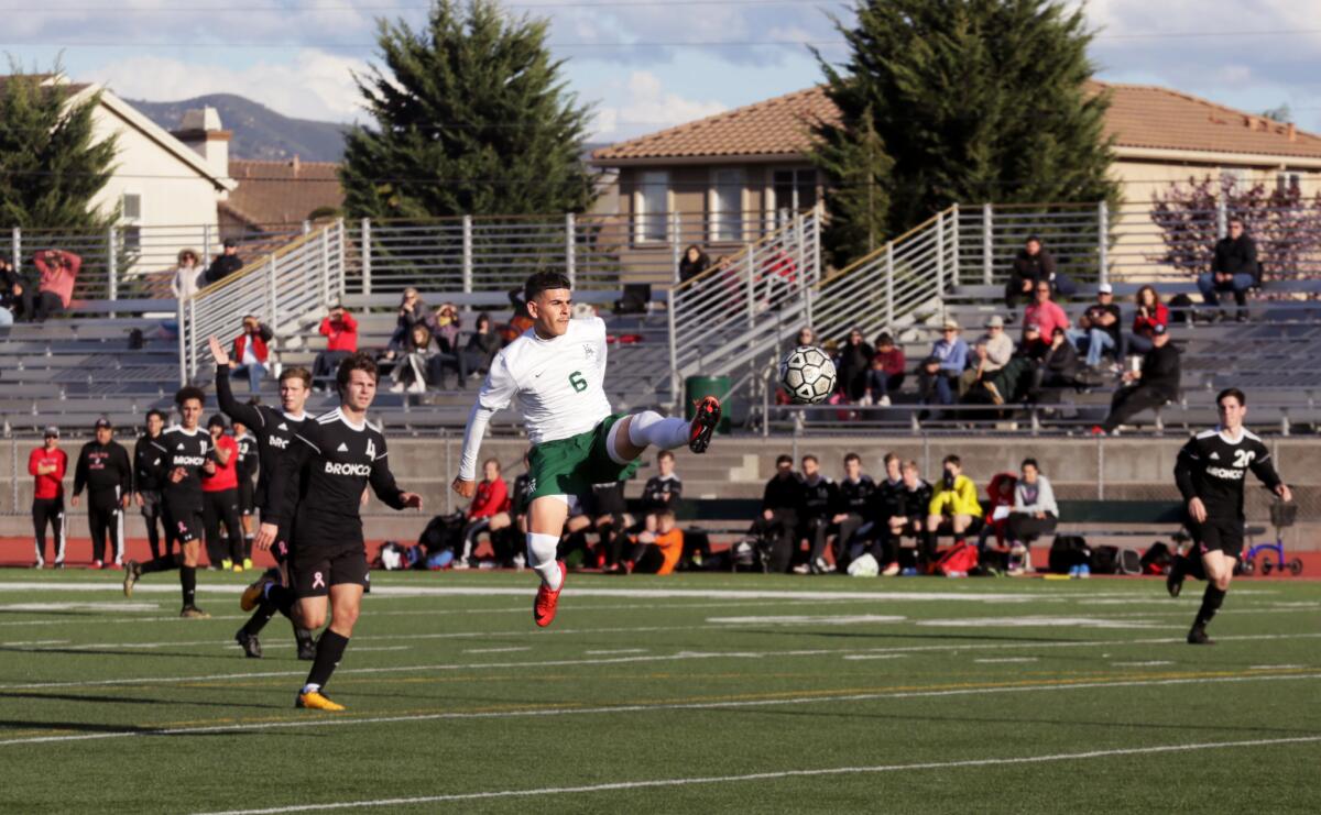 Angel Amezcua of Alisal High controls the ball against Bella Vista in Salinas.