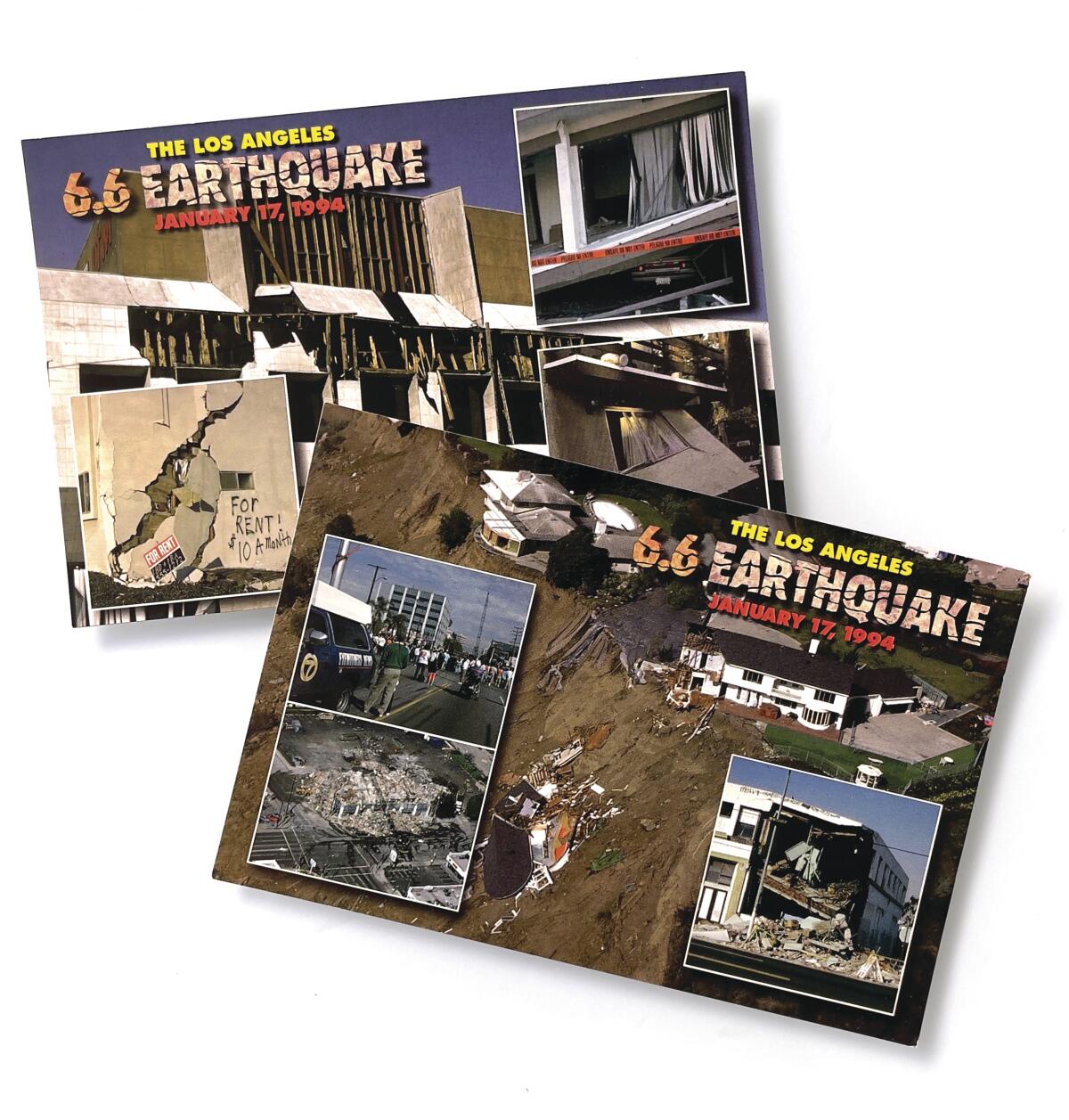 Postcards from Patt Morrison's collection show the damage from the 1994 Northridge earthquake