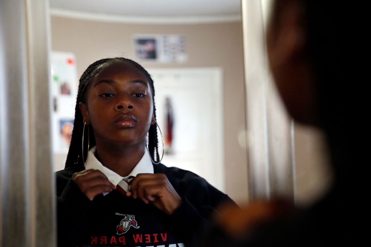 Kamryn Johnson gets ready for school